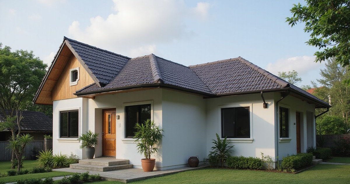 Homeowner inspecting roof for maintenance