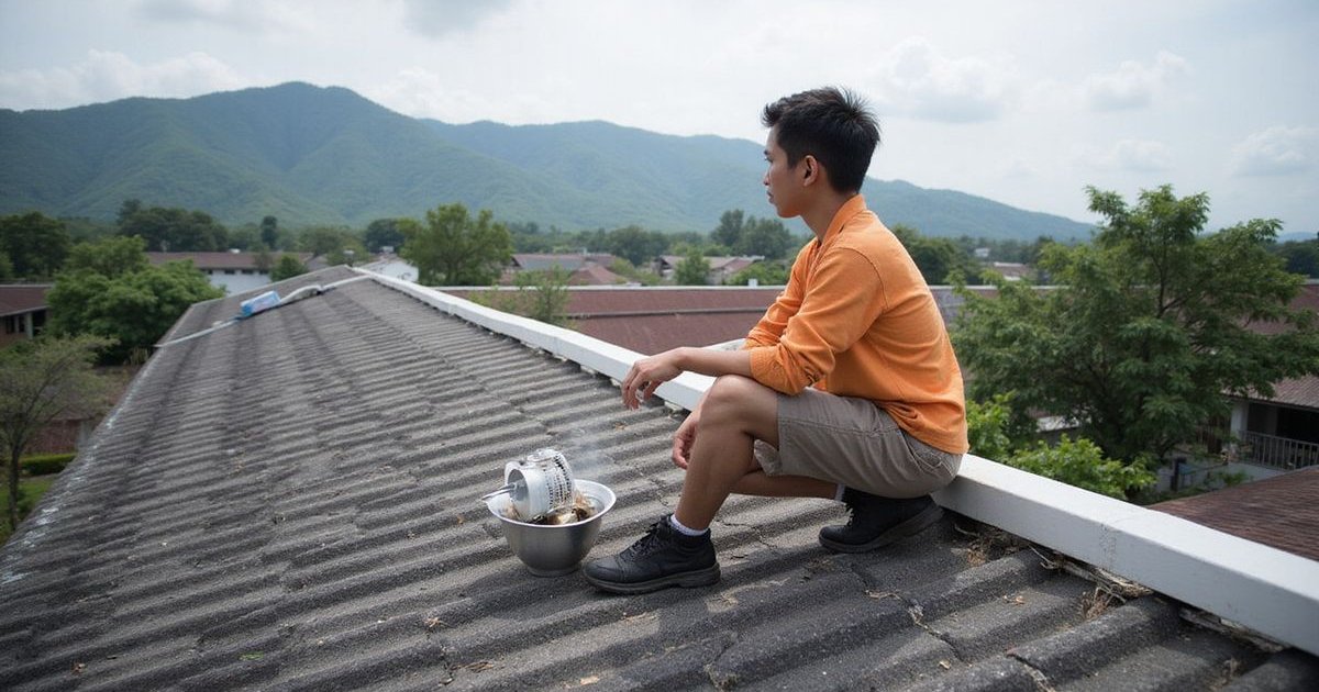 Coated roof reflecting sunlight