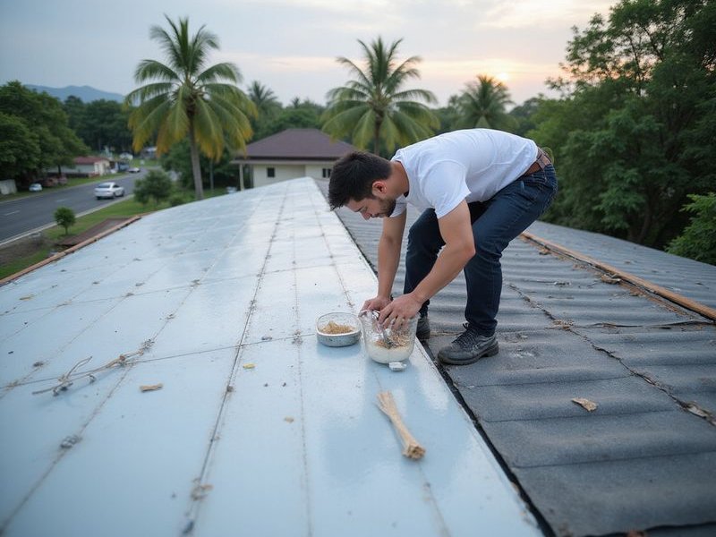 Different types of insulation materials, fiberglass rolls and reflective foil, professional roofing materials, Malaysian context